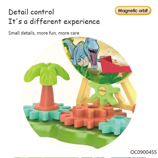 Wholesale Educational Montessori Plastic Dinosaur Race Track Cars Building Blocks Toy for Kids