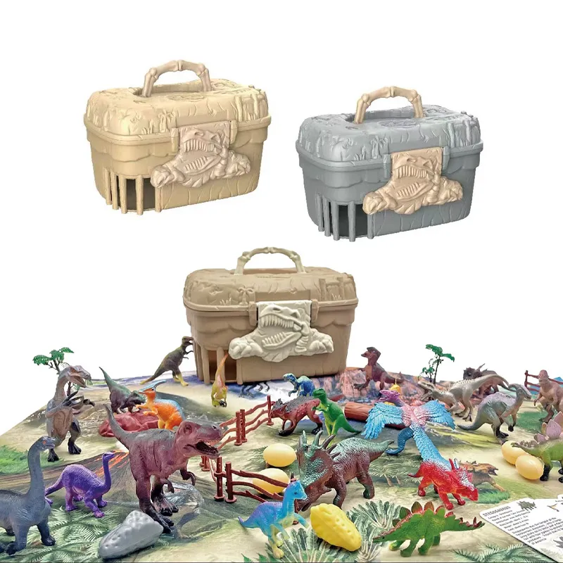 Children PVC Model Educational Animals Simulated Realistic Dinosaur Puppet Baby Toys for Sale with Portable Storage Box