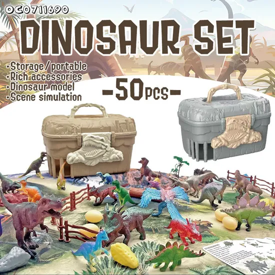 Children PVC Model Educational Animals Simulated Realistic Dinosaur Puppet Baby Toys for Sale with Portable Storage Box