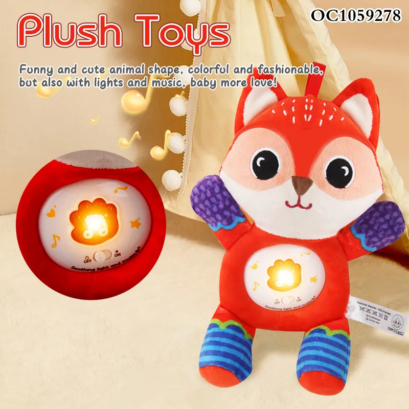 Wholesale Popular Light Baby Sleeping Doll Sensory Music Animal Stuffed Plush Toy