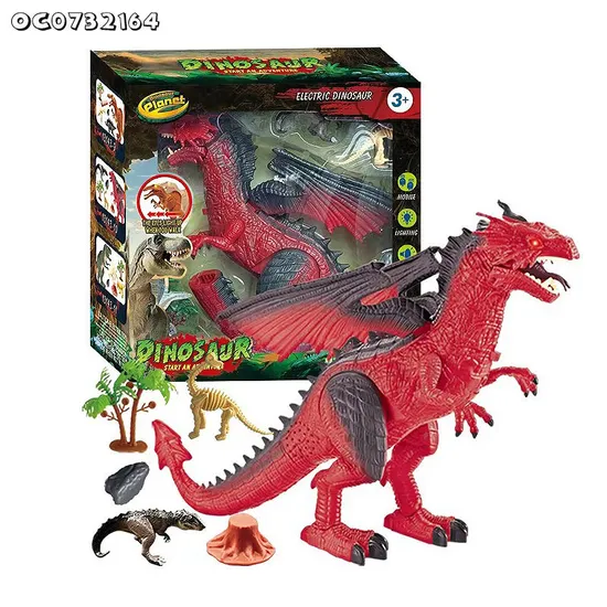 Interactive Realistic Walking Simulation Roaring Children Battery Operate Electric Dinosaur Robot Toy with Light up
