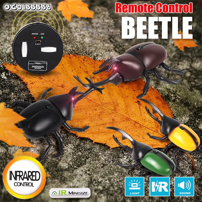 Wholesale Funny RC Small Plastic Realistic Crawling Insect Robot Model Simulation Infrared Remote Control Beetles Animal Toys