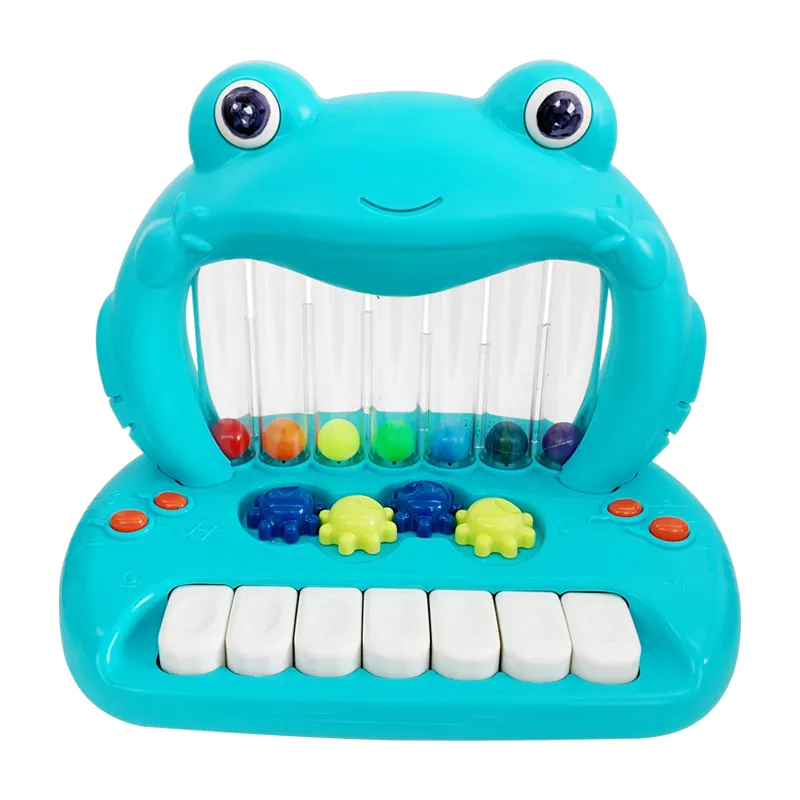Wholesale Learning Montessori Cartoon Frog Light up Bouncing Ball Electric Music Piano Keyboard Toy