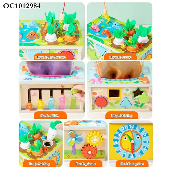 Wholesale Montessori Plastic Educational Wooden Puzzle Activity Fishing Baby Box Toy