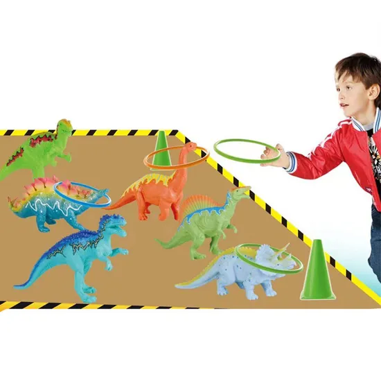Realistic Solid Lifelike Plastic Dinosaur Model Toys Wholesale PVC Simulation Dinosaur Ring Toss Game Toy for Boys Interactive Game
