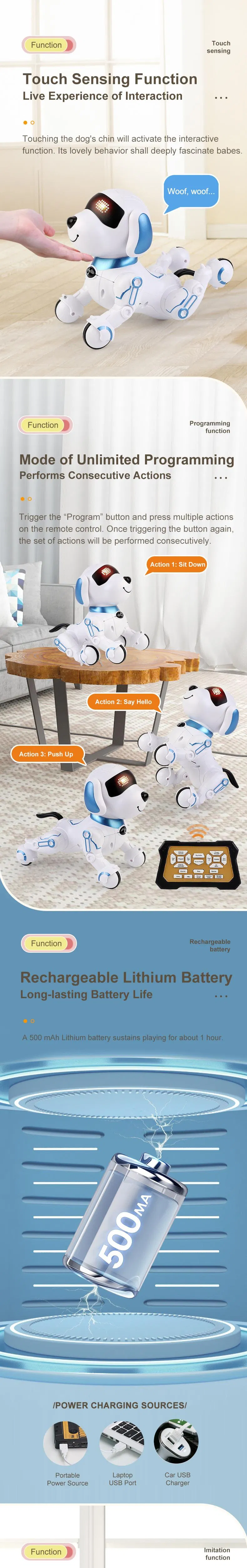 Wholesale Smart Plastic Educational Interactive Remote Control Robot Intelligent Model Ai Pet Toy Dog for Kids