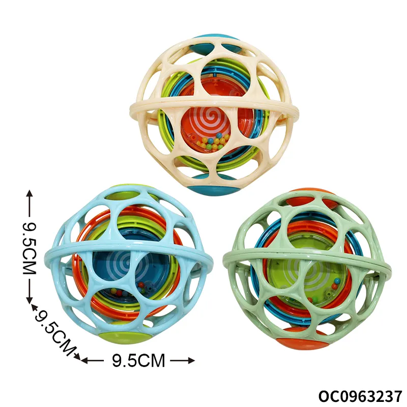 Hand Eye Coordination Shake Rattle Drum Baby Hand Grabbing Toy Felt Balls Baby Stress Ball Toy