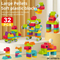 Wholesale Montessori Educational 32PCS Cartoon Animals Popular DIY Soft Baby Building Blocks Toy for Baby