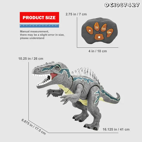 Spray Mist RC Robot Dinosaur New Remote Control Simulation Dinosaur Toy Model Moving and Walk Toy with Light and Sound for Wholesale
