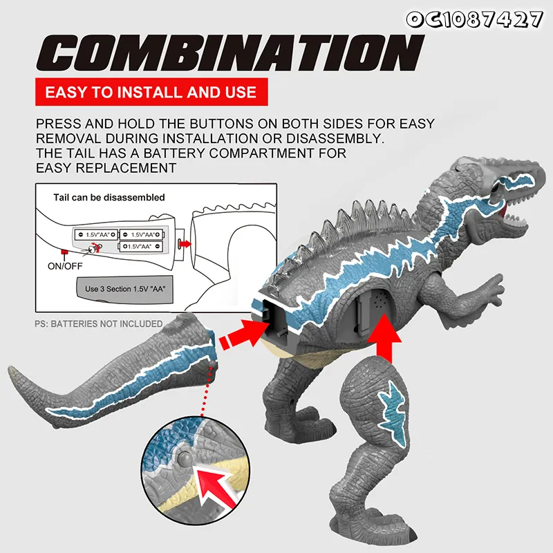 Spray Mist RC Robot Dinosaur New Remote Control Simulation Dinosaur Toy Model Moving and Walk Toy with Light and Sound for Wholesale