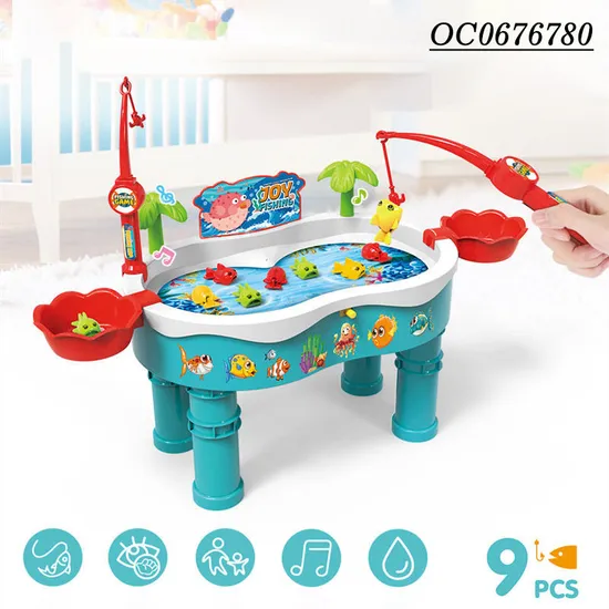 Wholesale Children Interactive Montessori 2 Person Magnet Fishing Table Toys Game with Music