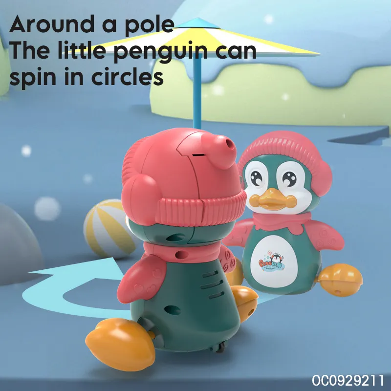 Hot Selling Wholesale Battery Operated Plastic Light up and Sound Penguin Animal Car Electric Baby Toy
