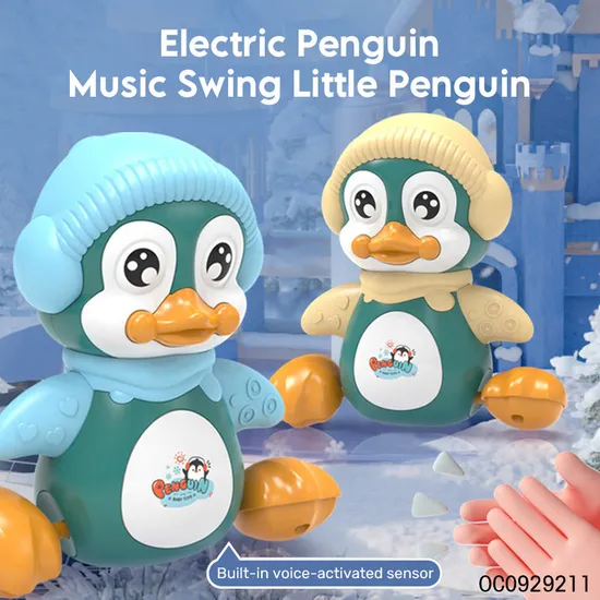 Hot Selling Wholesale Battery Operated Plastic Light up and Sound Penguin Animal Car Electric Baby Toy