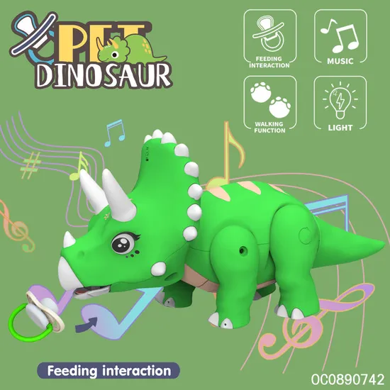 Lighted up Musical Triceratops Electric Toy Walking Dinosaur Toy with Voice Recording Toy