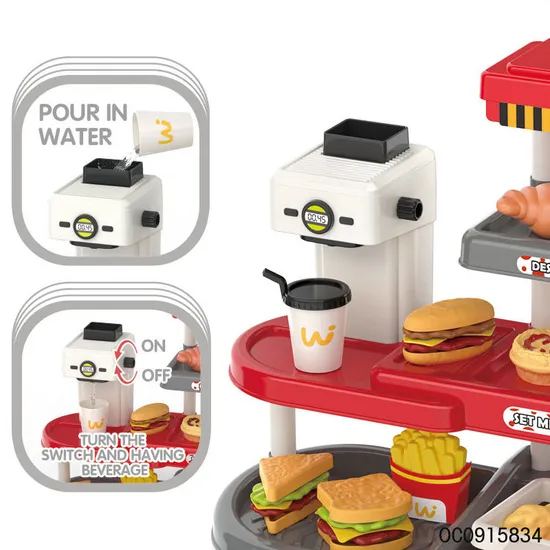 Selling Fast Food Pretend Play Toys 2024 Include Supermarket Stores Cash Set Toy for Kids