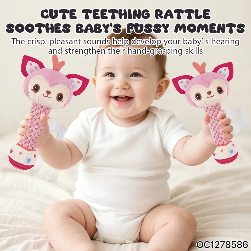 Funny Cute Shaking Hand Bells Set Infant Newborn Soft Teether Rattles Educational Comforter Toy Soothing Toy for 0 to 12 Months