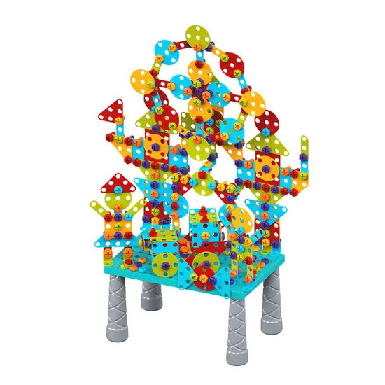 Wholesale Educational Montessori Popular DIY 490PCS Plastic Kids Plastic Building Blocks Set Table DIY Toy