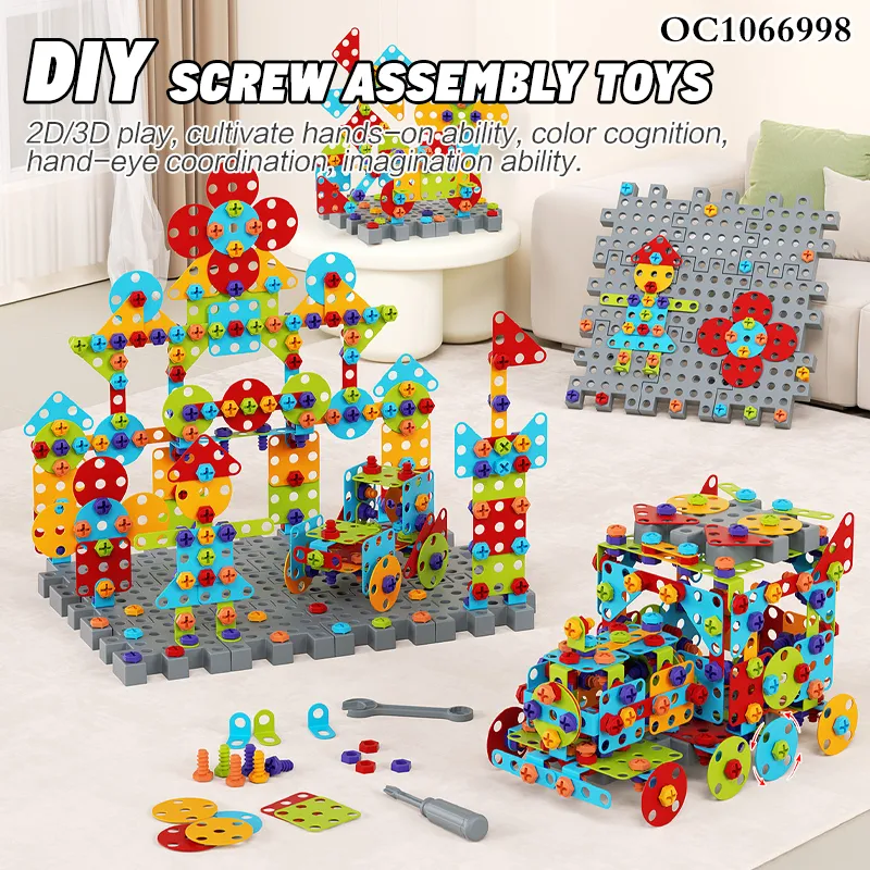 Wholesale Educational Montessori Popular DIY 490PCS Plastic Kids Plastic Building Blocks Set Table DIY Toy