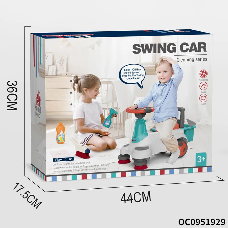 Girls Pretend Play &amp; Preschool Gaming Cleaning Tool Toy for Kids Swing Car Ride