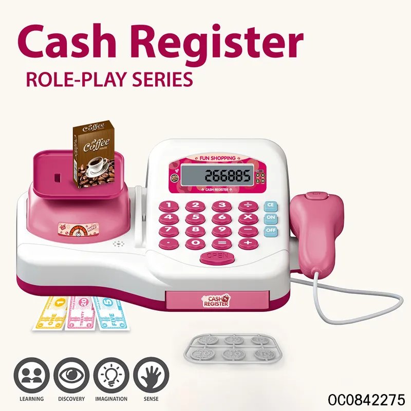 Electronic Cash Register Checkout Play Toy Supermarket Simulation Cash Register Toy with Scanner