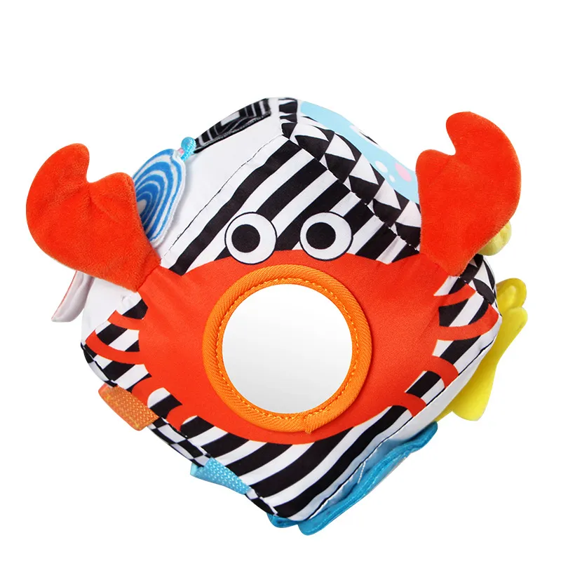 Coqnitive Enlightenment Montessori Toys New Baby Developmental Soft Clothes Sensory Rattle Ball Toys with Sound for Babies