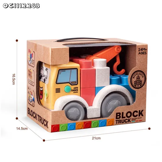 Wholesale Montessori Educational Learning Electronics Truck Plastic Building Blocks Car Toys with Light and Music
