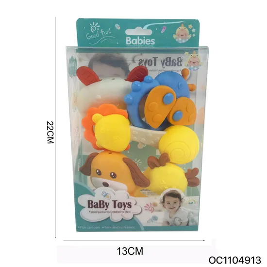 Wholesale Kids Baby Cartoon Animals Cognitive Hand Grip Gift Silicone Teether Toys
