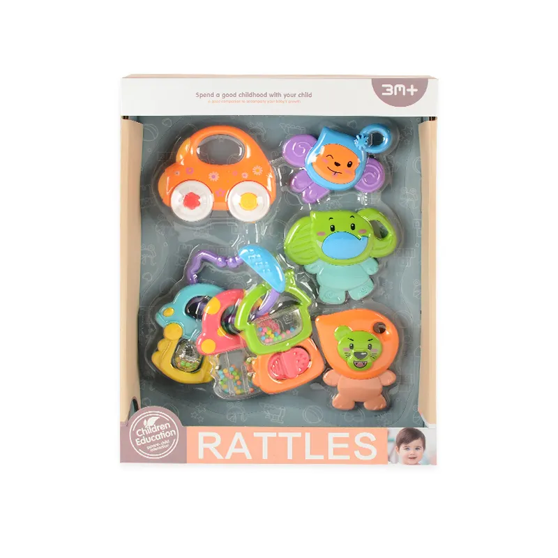 Wholesale Montessori Newborn Silicone Rattle Baby Teether Sensory Gift Set Chew Toys
