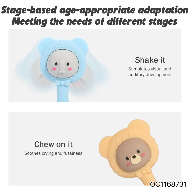 Wholesale Montessori Lovely Sensory Teether Rattle Set Baby Food Silicone Teether Toy