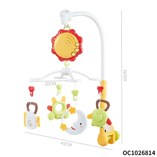 Plastic Animal Hand Rattle Sensory Toys Crib Baby Mobile Multifunctional Musical Bed Bell Toys for Kid with Music
