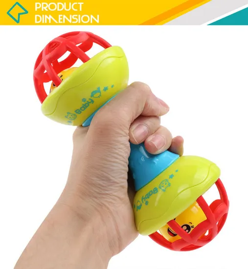 18 Months Old Newborn Shaking Jingle Stick Toy Baby Soft Drum Rattles Toy with Bell