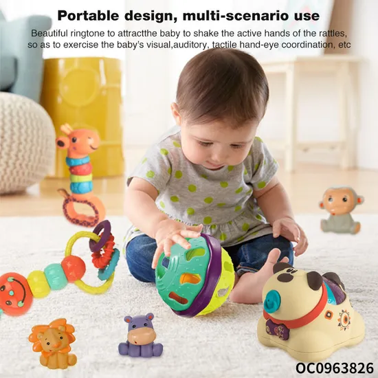 Squishy Mini Rubber Animals Bath Toys Baby Hanging Noise Maker Hand Bell Rattle Toy for Newborn Crib Toys Car Hanging