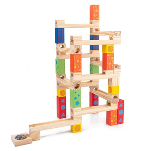 Wholesale Montessori Educational Wooden DIY Marble Run Track Ball Building Block Toy