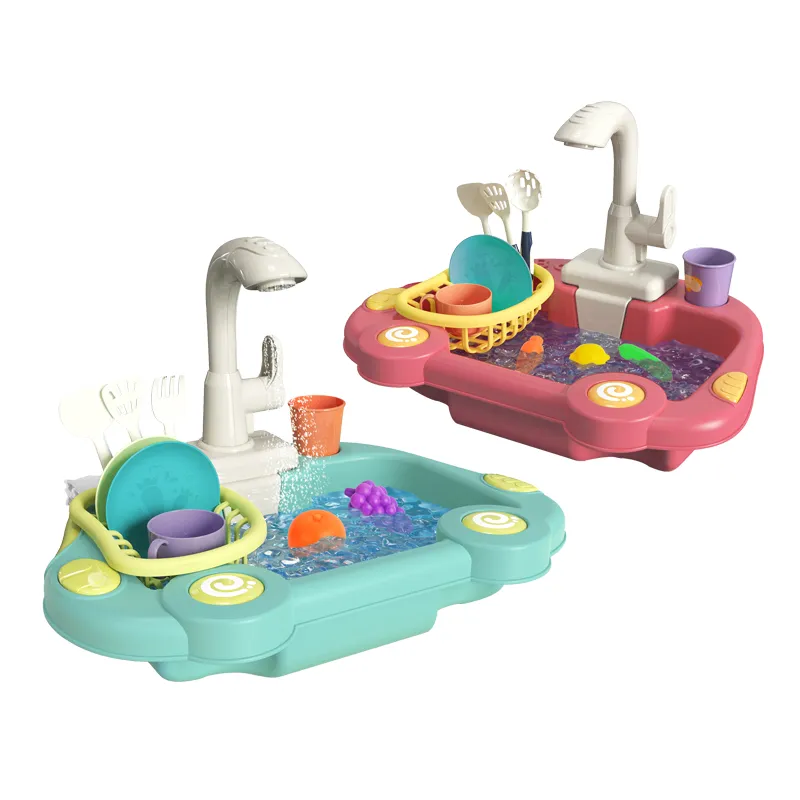 Wholesale Pretend Play Vegetable Washing Tableware New Vegetable Fruit Food Spray Sink Kitchen Toy for Kids