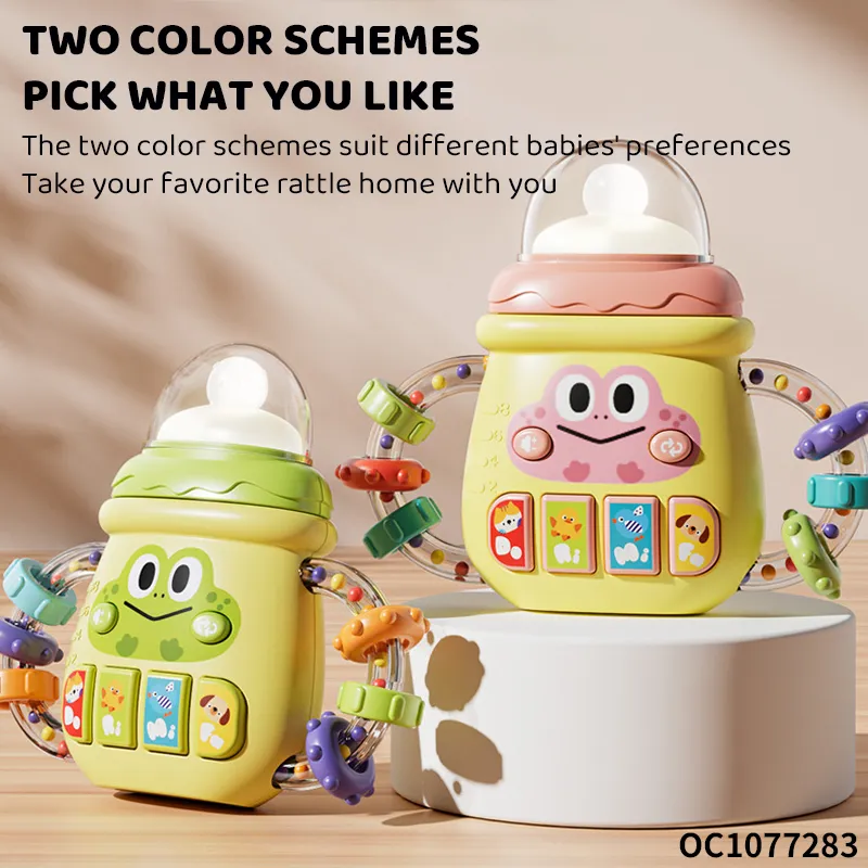 Wholesale 2in1 Baby Sensory Toys Rattle Plastic Electric Baby Teether Silicone Chewing Toy for Baby Toys with Music