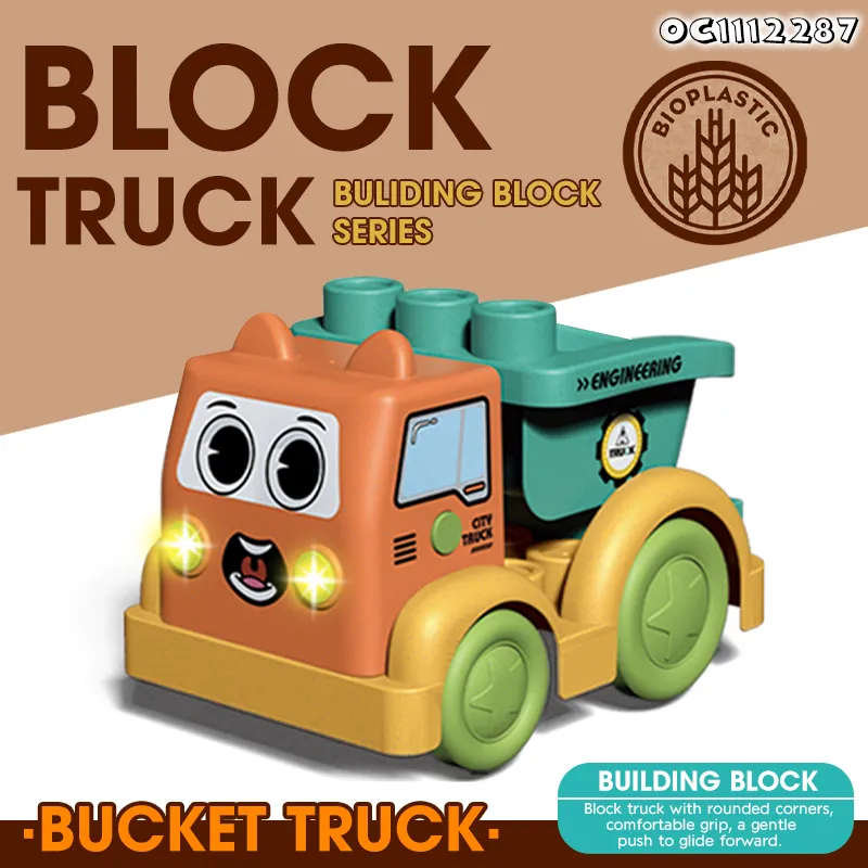 Wholesale Lighted up Creative Montessory Plastic Building Blocks Truck Model Toy for Kids