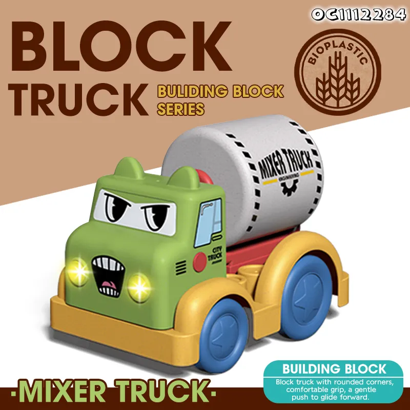 Wholesale Educational Montessori Plastic Kids Car DIY Building Block Toy with Light and Music