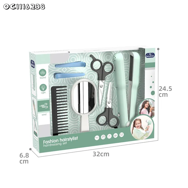 Portable Electric Hair Styling Tools Straightener Haircut Kits Kids Hair Salon Beauty Set Beauty Fashion Toys Girls Tool Toys