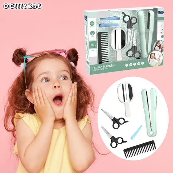 Portable Electric Hair Styling Tools Straightener Haircut Kits Kids Hair Salon Beauty Set Beauty Fashion Toys Girls Tool Toys