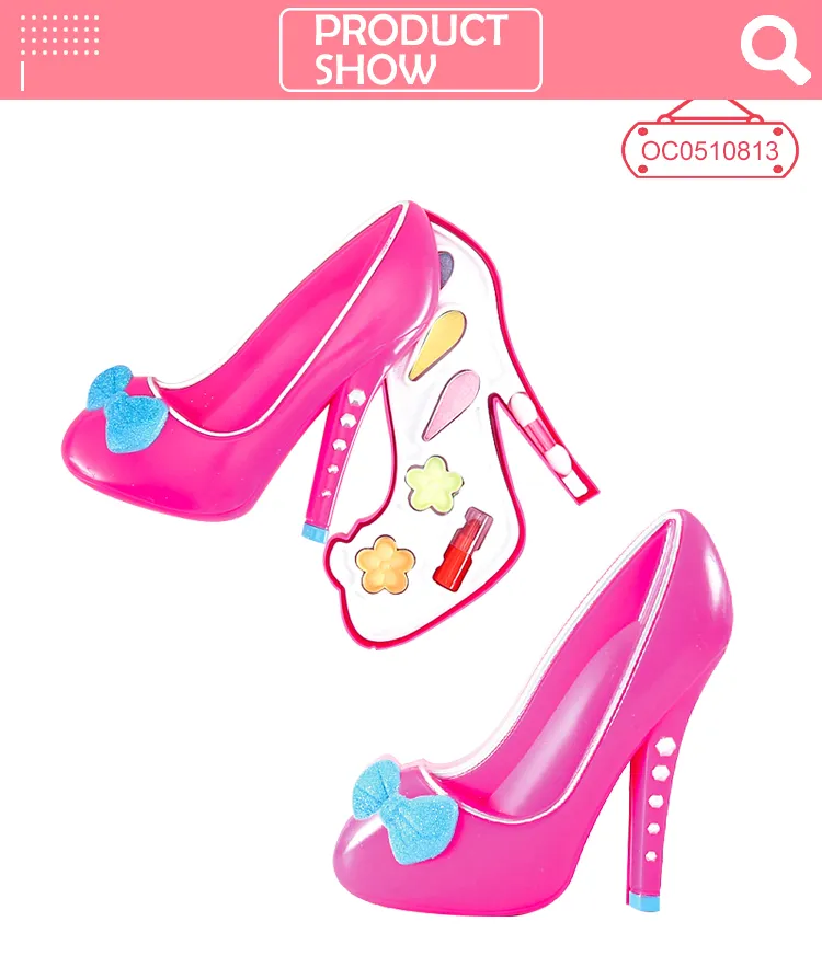 Wholesale Fashion Pink Make up Beauty High Heels Shape Girls Makeup Set Toys for Kids