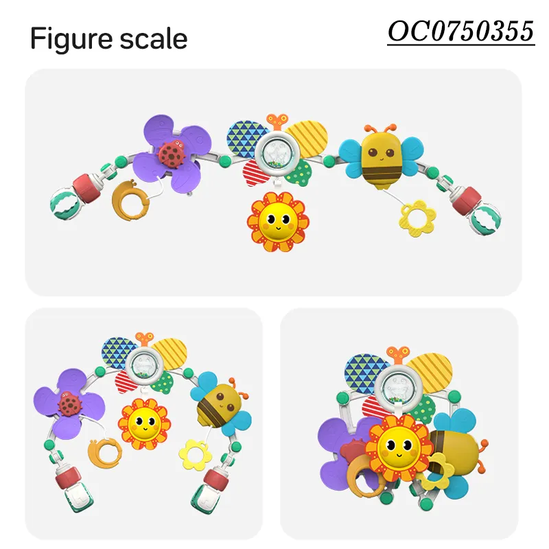 Newest Adjustable Clip Cloth Kids Plastic Baby Rattles Bed Bell Ring Set Toy