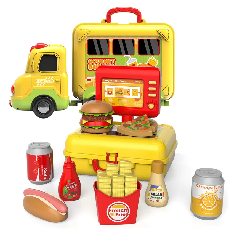 Wholesale Funny Pretend Play Set Fast Food Set Hamburger Children's Educational Plastic Mini Kitchen Toy