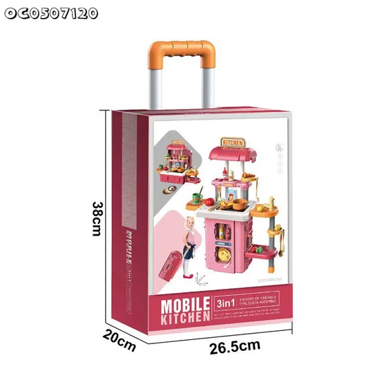 Wholesale 3in1 Plastic Toy Cooking Vegetable Fruit Food Food Pink Children's Plastic Kitchen Toys
