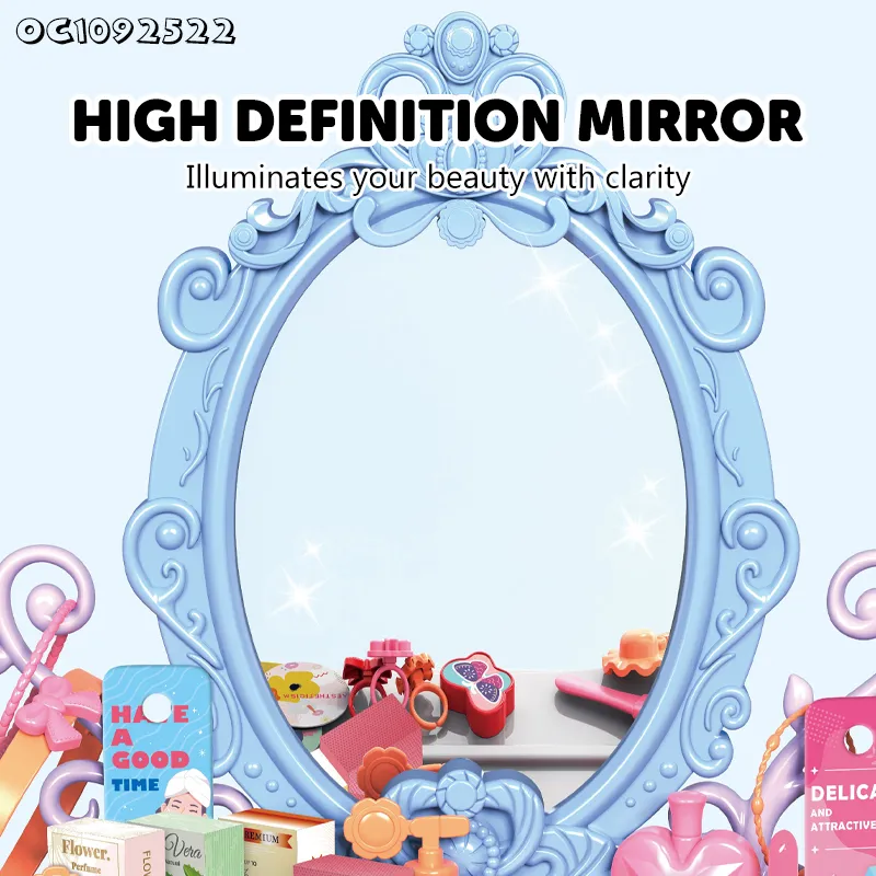 Wholesale Pretend Beauty Fashion Kids Girls Makeup Set Dressing Table Toy with Mirror