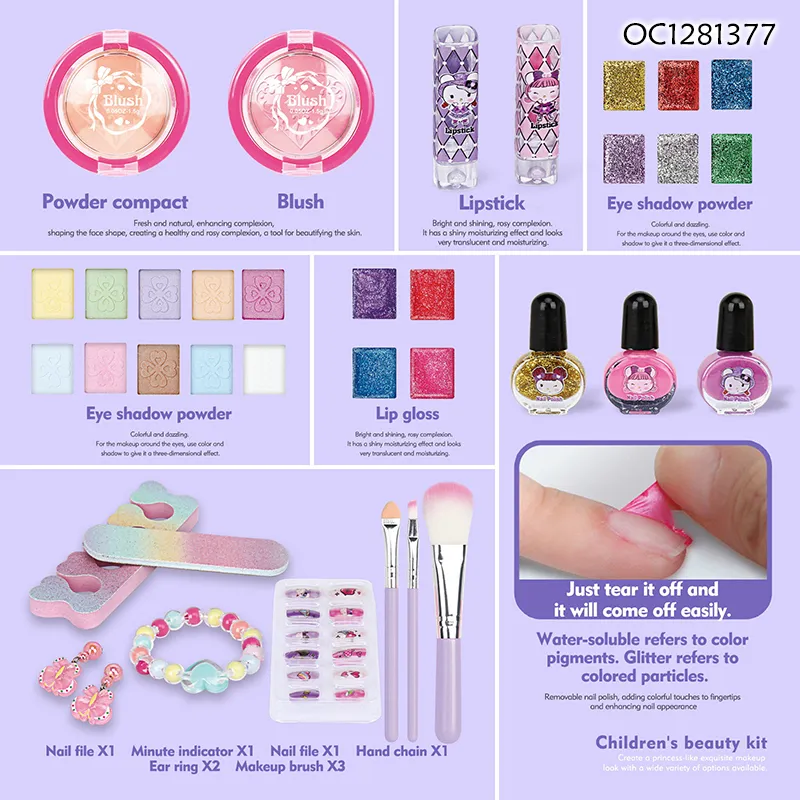 Wholesale Fashion Kids Cosmetic Make up Set Makeup Beauty Portable Glitter Nail Art Printer Product Toy for Girl