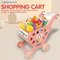Interactive Plastic Toy Supermarket Trolley Kids Pretend and Play Preschool Toy Shopping Cart Toy with Simulation Plastic Fruit