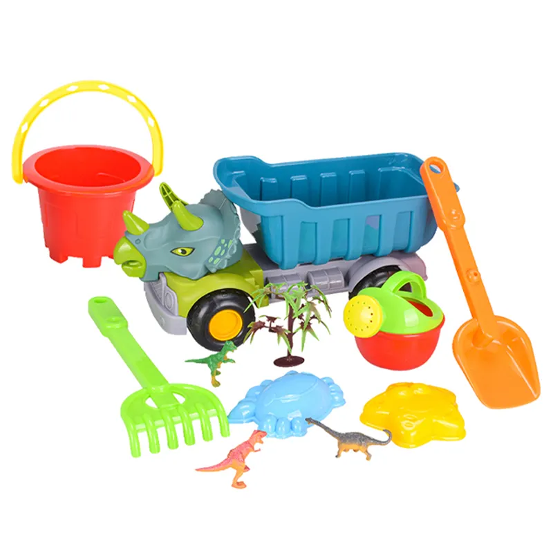 Wholesale Fun and Summer New Kids Shovel Baby Beach Sand Beach Dinosaur Truck Set Plastic Outdoor Toys