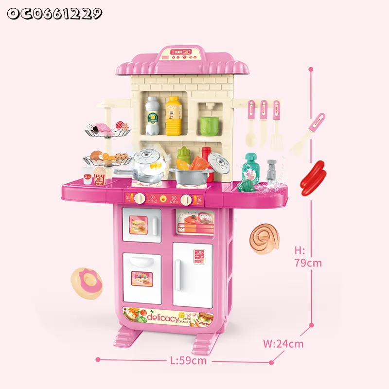Wholesale Spray and Sink Pretend Play Plastic Children House Kitchen Cooking Toy Set with Lights Sounds