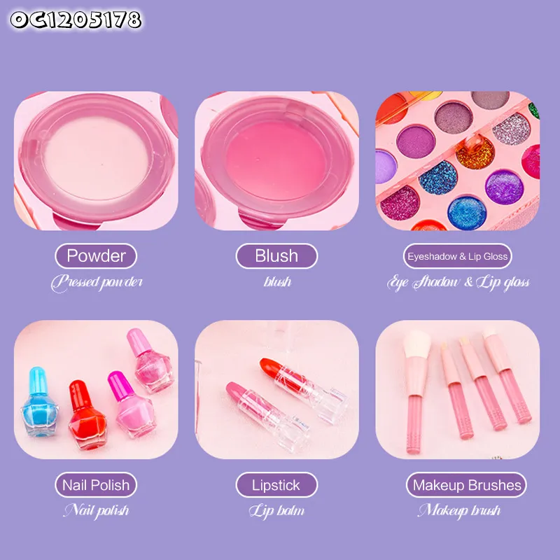 Wholesale Nail Polish Kids Fashion Makeup Kit Gift for Girl Real Make up Sets Full Box Toy with Mirror
