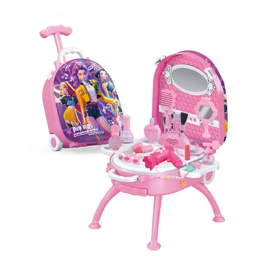 Wholesale Mirror Dresser Children Make up Pretend Beauty Kit Fashion Product Kids Makeup Nail Set Toys for Girl